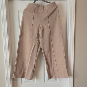 High-Waist Cropped Wide-Leg Pants in Taupe